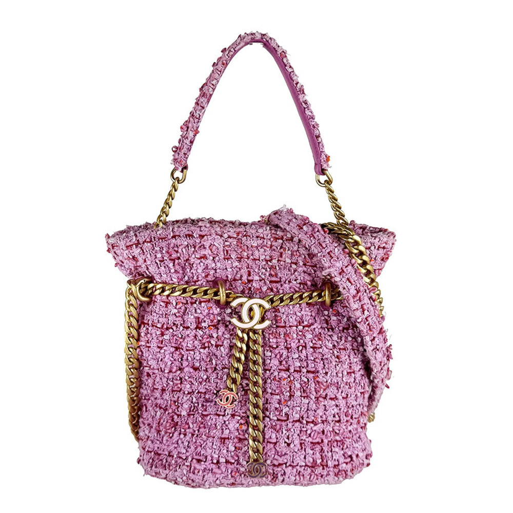 Chanel CHANEL Shoulder Bag Tweed Pink Women's z10858